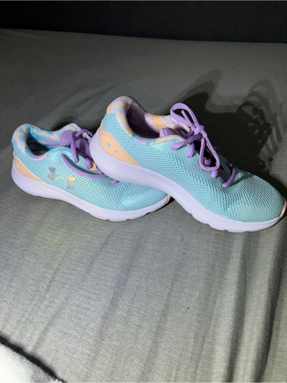 Under Armour Kids (Girl)Mesh Sneakers in Aqua, Lavender & Peach